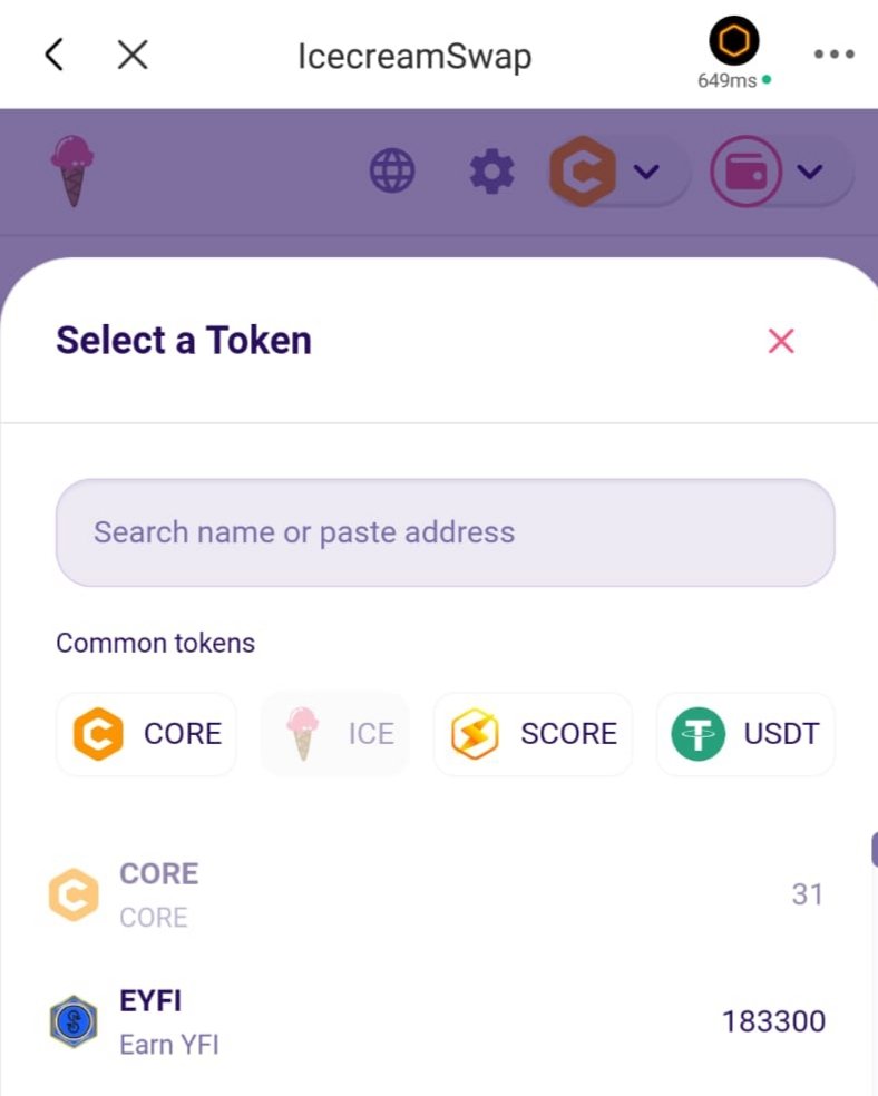 We already whitelist on <a href="/icecream_swap/">IceCreamSwap</a>  👀 .
#YFI #CORE #COYswap #Icecreamswap