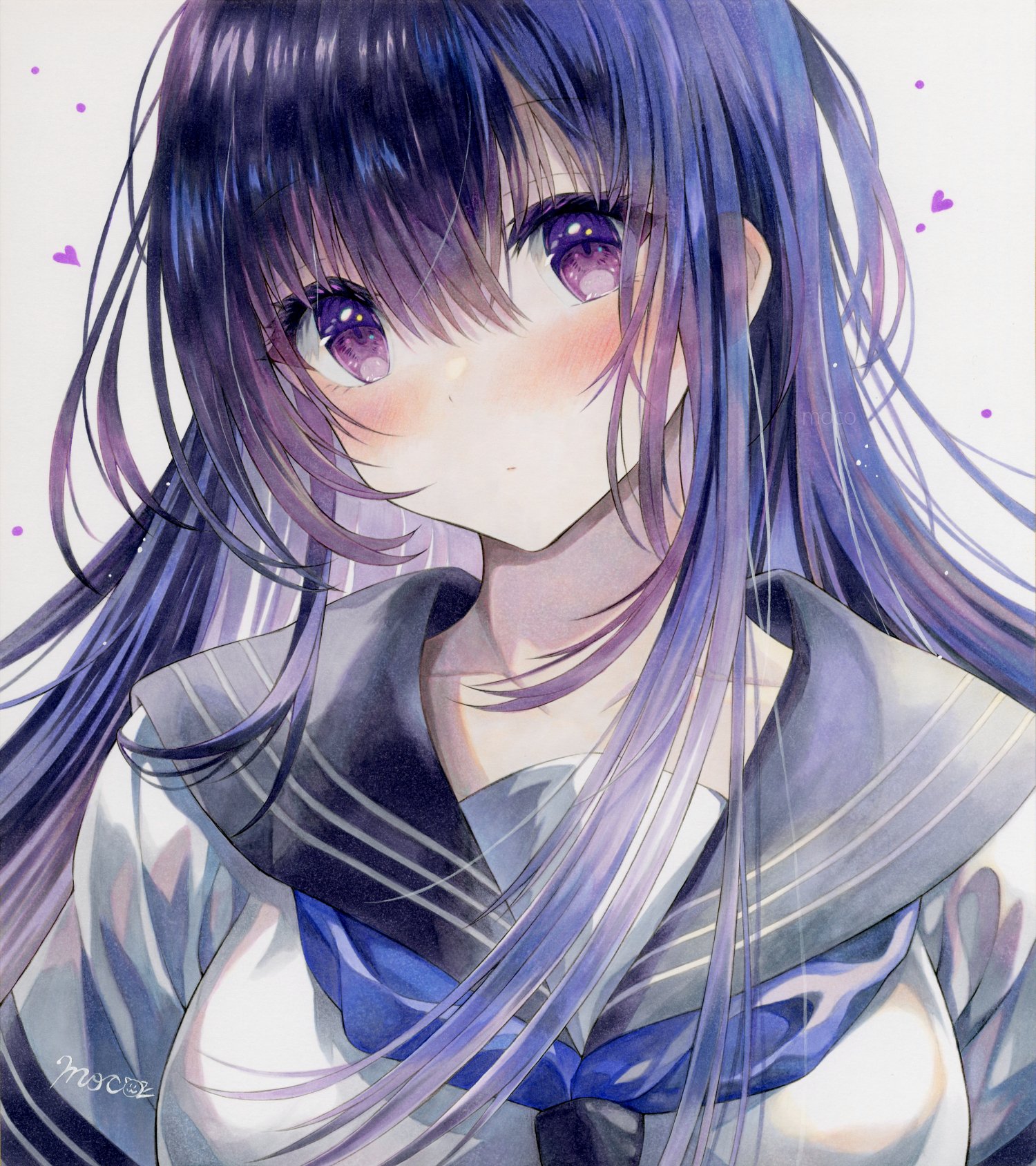 イラスト 女の子 騒がしく オリジナル 黒髪 A4サイズ アナログ