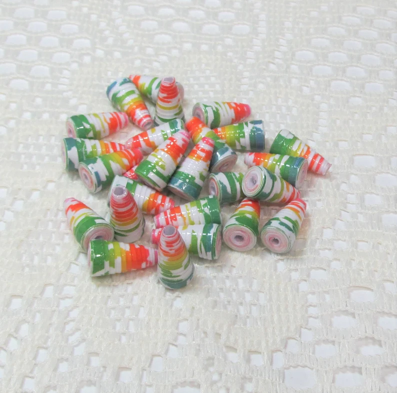 Paper Beads, Loose Handmade Jewelry Making Supplies Craft Supplies Cone Rainbow Zebra Stripes on White etsy.me/45MBSH6 via @Etsy #thepaperbeadboutique #conebeads #ombrebeads #paperbeads #jewelrymakingsupplies #handmadebeads
