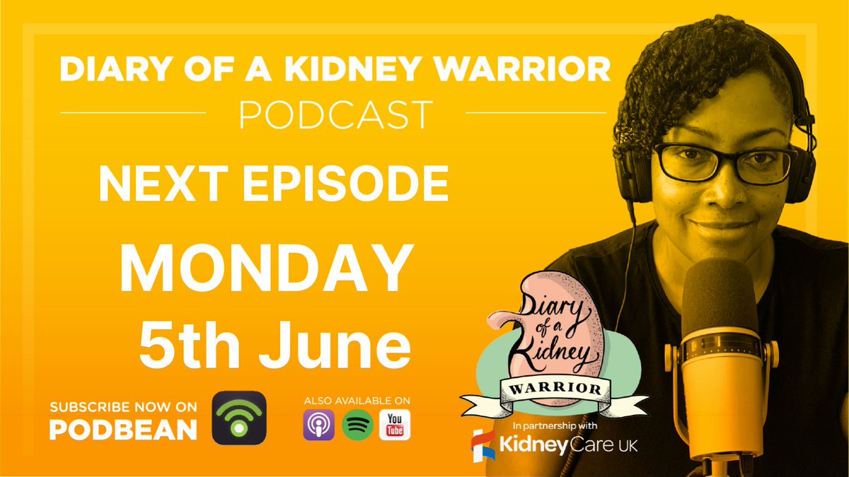 kidneycareuk's tweet photo. ▶️ Gear up your favourite streaming platform! The next episode of the Diary of a Kidney Warrior podcast is out on Monday 😍
🎙️ In the meantime, you can listen to previous episodes here: https://t.co/k2QTPFxV0r
#DiaryofaKidneyWarrior #CKDPodcast #CKDStory #HealthPodcast #Podcast https://t.co/BFA1QfoNmd