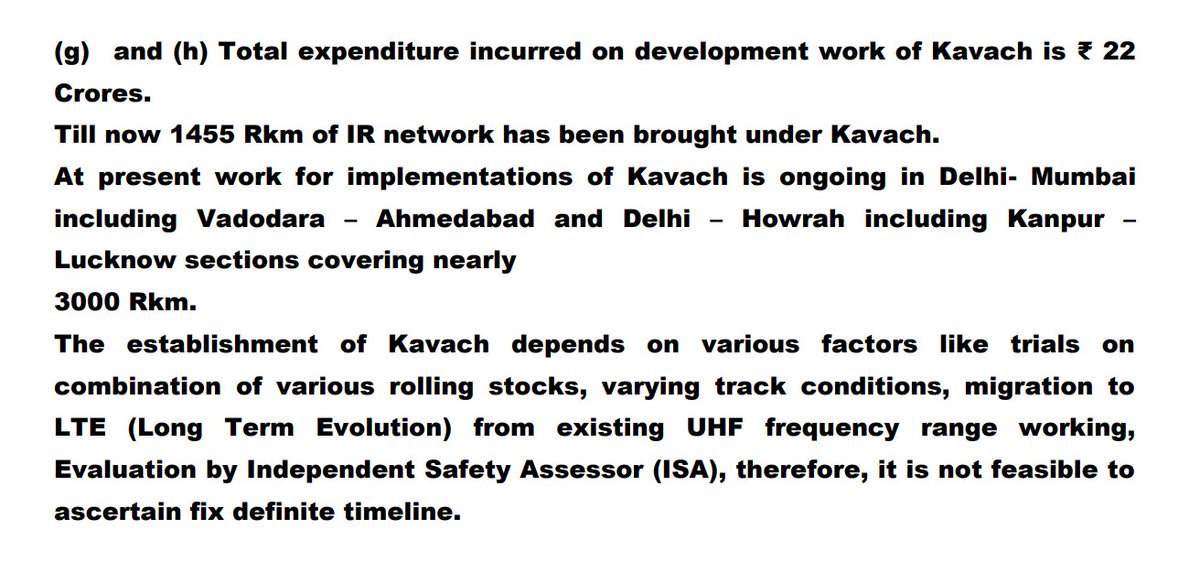 U don't know that Kavach is a system which had many sub system and it's currently been deployed in 1st 2k km 
The below update is as of 29MAR 2023.

Kavach system was launched in Feb 2023, u can't deployed such system instantly it's has to be done in phase manner.
Talk logically