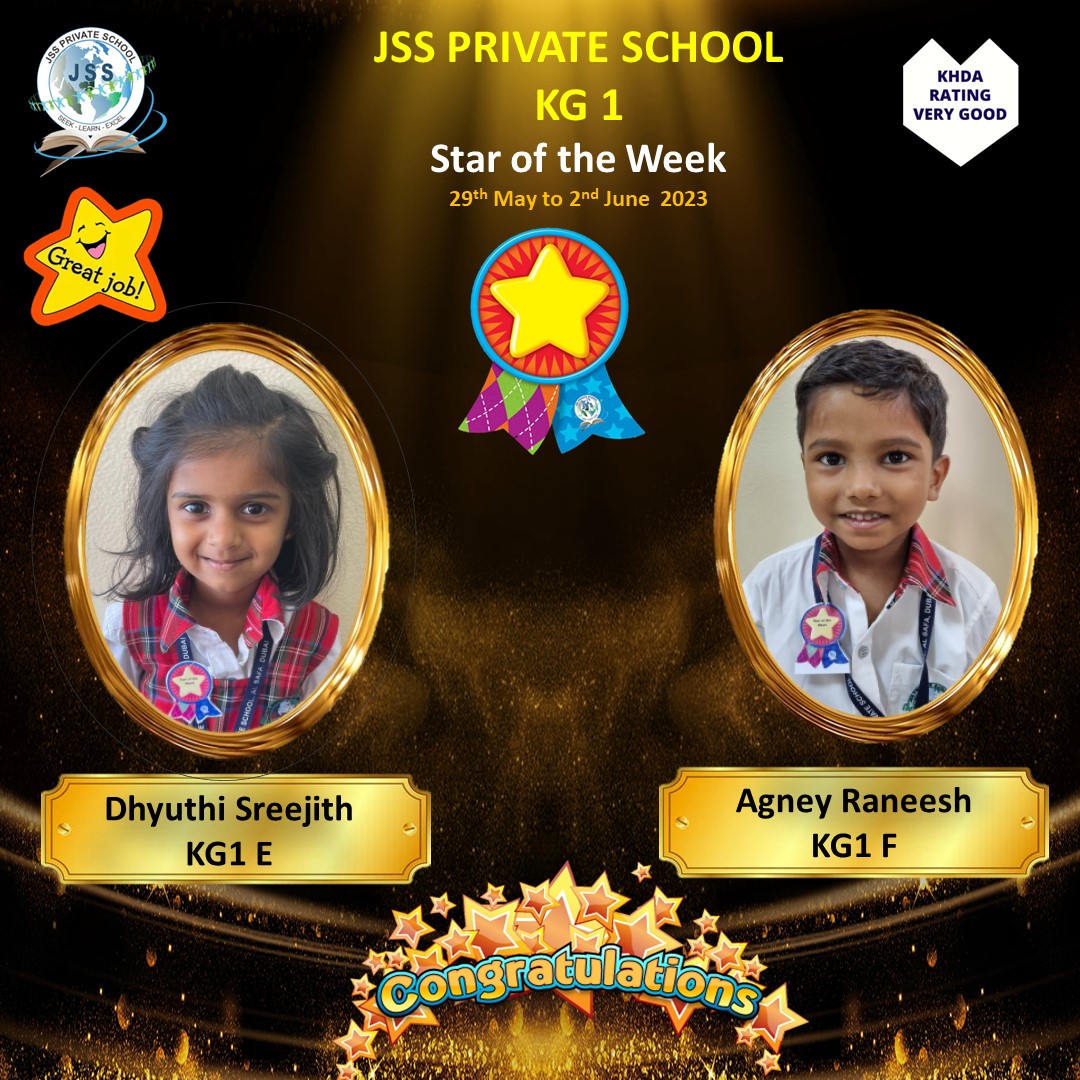 A big applause for the shining stars of Kindergarten! Congratulations to our little wonders! 
@sureshbhojraj #cbse #JSSPS #Kindergarten #staroftheweek #congratulations #happylearning #KHDA