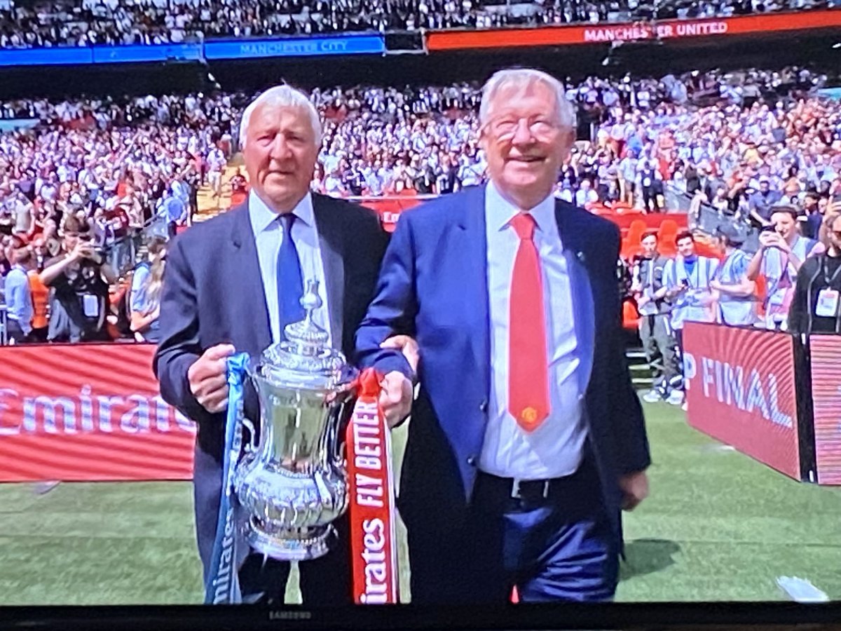 Mike Summerbee gently holding Sir Alex’ arm, was …lovely. He did walking back too, which was…lovely #facupfinal