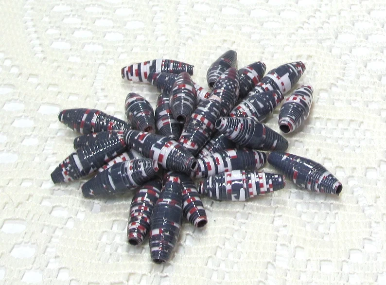 Paper Beads, Loose Handmade Jewelry Making Supplies Craft Supplies Patriotic Blue with Red and White etsy.me/3OVLYzK via @Etsy #thepaperbeadboutique #handmadebeads #patrioticpaperbeads #handmadesupplies