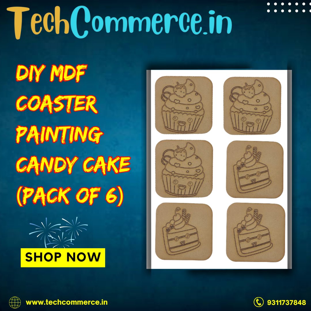 Pre Marked MDF Wooden Coaster For DIY Painting 3mm Thickness 4X4 Inch (Pack of 6) Candy Cake
Buy Now
Special Offer Only Rs.100/-
click to Buy
bit.ly/45L3sEL

#techcommerce #champion #diypainting #diy #coaster #candycake #painting #art #MDF #Specialoffer #wooden #artwork