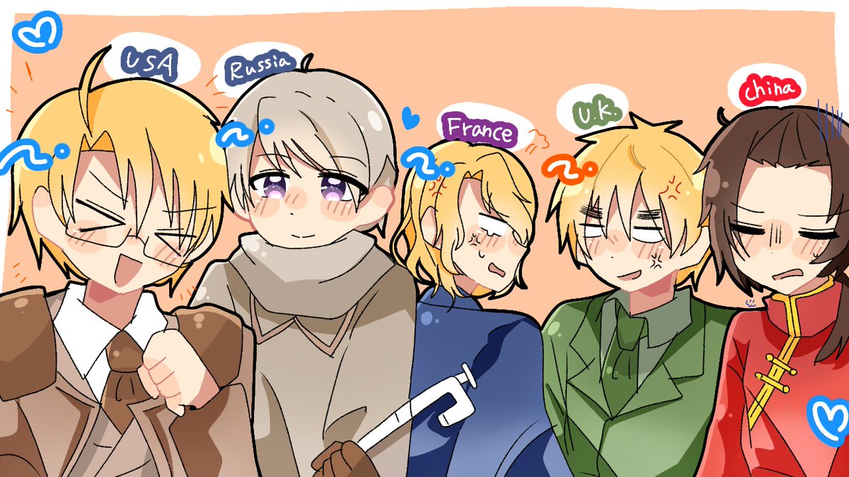ヘタリア #hetalia 連5🇫🇷🇬🇧🇨🇳🇺🇸🇷🇺