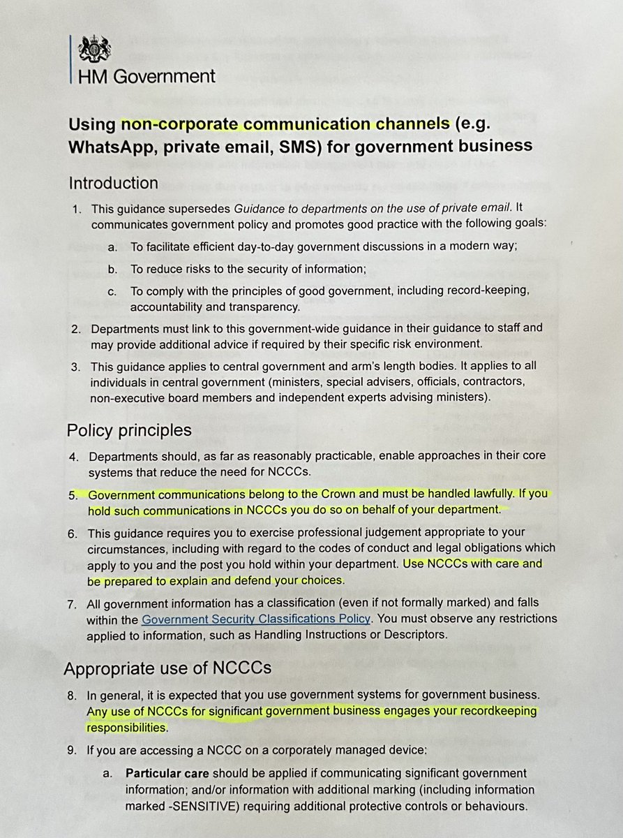 GOVERNMENT GUIDANCE is quite clear.

Even if you are using private email or WhatsApp, if it Government comms it belongs to Govt.