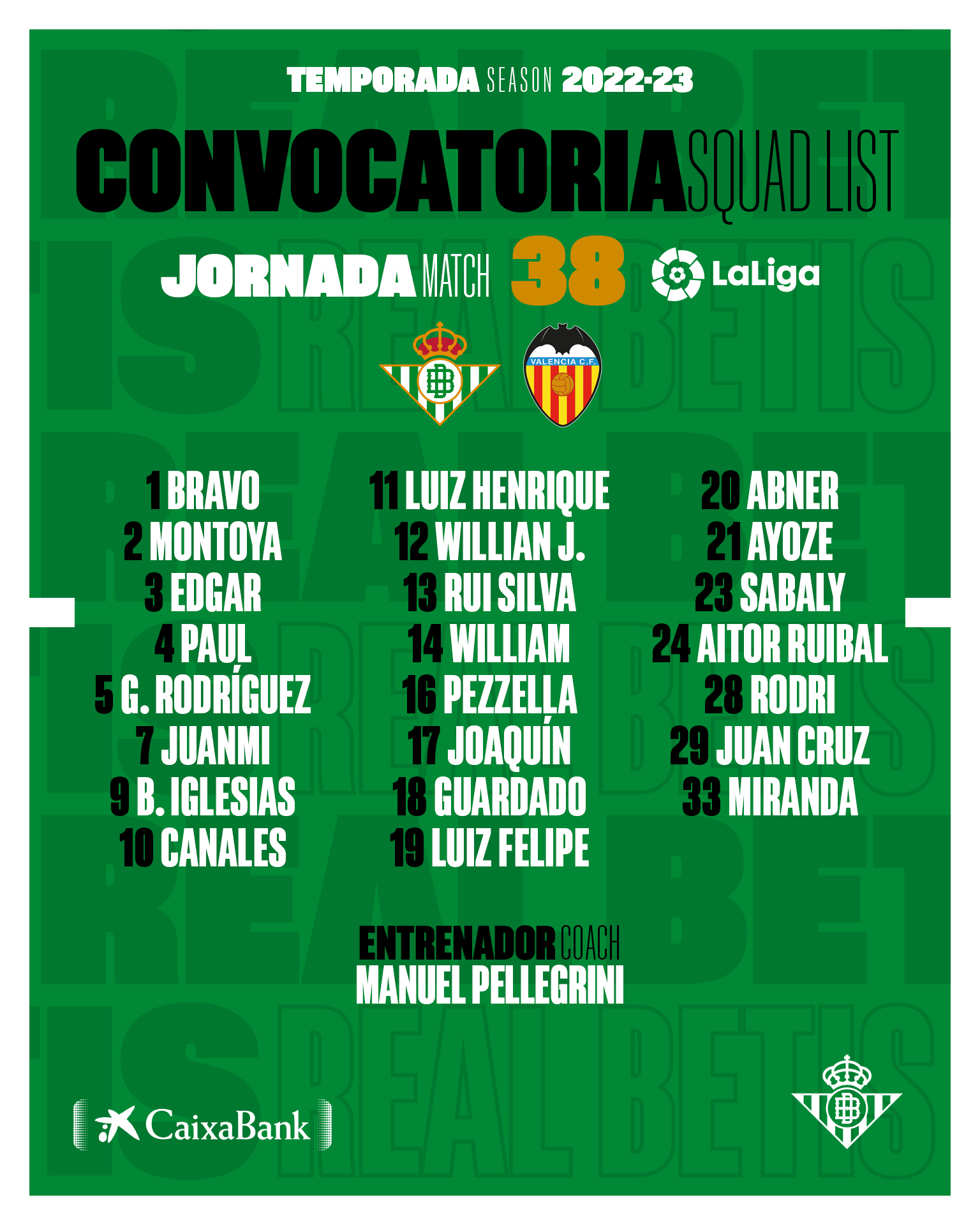 Calendario real betis 2023