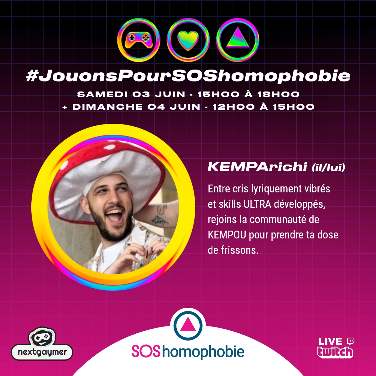 @bubuchenbois @escargoog Grand frisson et beaucoup de fun avec le fabuleux duo @KEMPArichi et @rousse_errante ! En route pour Poppy Playtime dès maintenant !
=> twitch.tv/kemparichi
#JouonsPourSOShomophobie 
#LGBTQIA #PrideMonth #don #caritatif