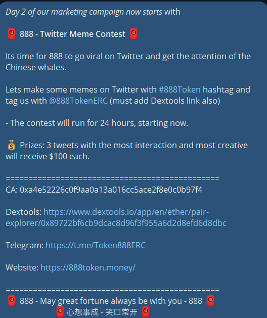 888TokenERC's tweet photo. Don't fade #888Token, join our meme contest for great fortune friends ☀️☀️☀️
$PEPE $CHOW $RFD $Nihao $Dummy https://t.co/UW6zVrdOmT