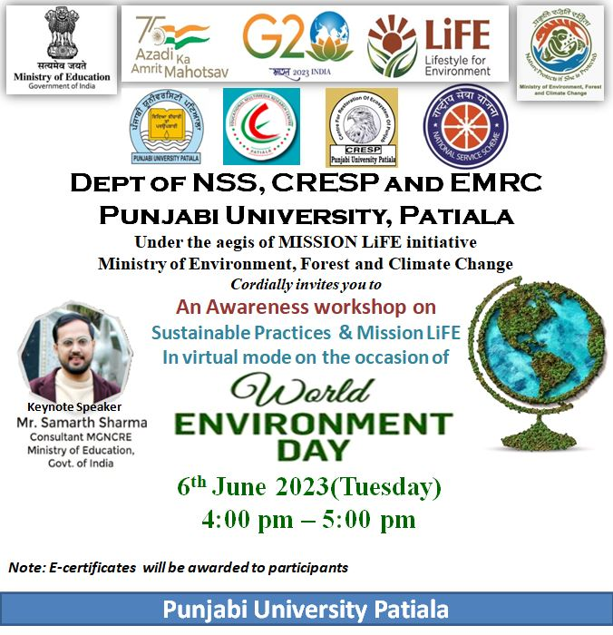 PbiUniPatiala's tweet photo. Invitation to mark #WorldEnvironmentDay2023 
@adubharti #WorldEnvironmentDay  #BeatPlasticPollution @PunjabGovtIndia @BhagwantMann @CRESPPUP @UNEP @PSCST_GoP @JKAroraEDPSCST  @meet_hayer @moefcc @emrcpatiala @PSCST_GoP @arvind_iiserm @DCPatialaPb @DproPatiala @HarjotBainsFans https://t.co/21j887BPM5