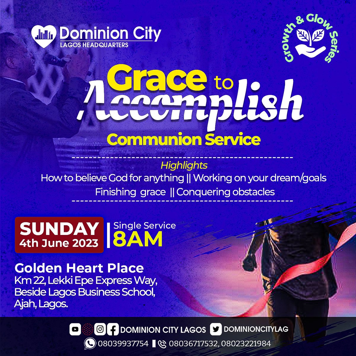 dominioncitylag's tweet photo. Tomorrow is a SINGLE SERVICE, Join us as we have an amazing time in God's presence.

Time: 8am 

#DominionCity #DCLagosHq #GraceToAccomplish #SingleService https://t.co/XF4191kP9L