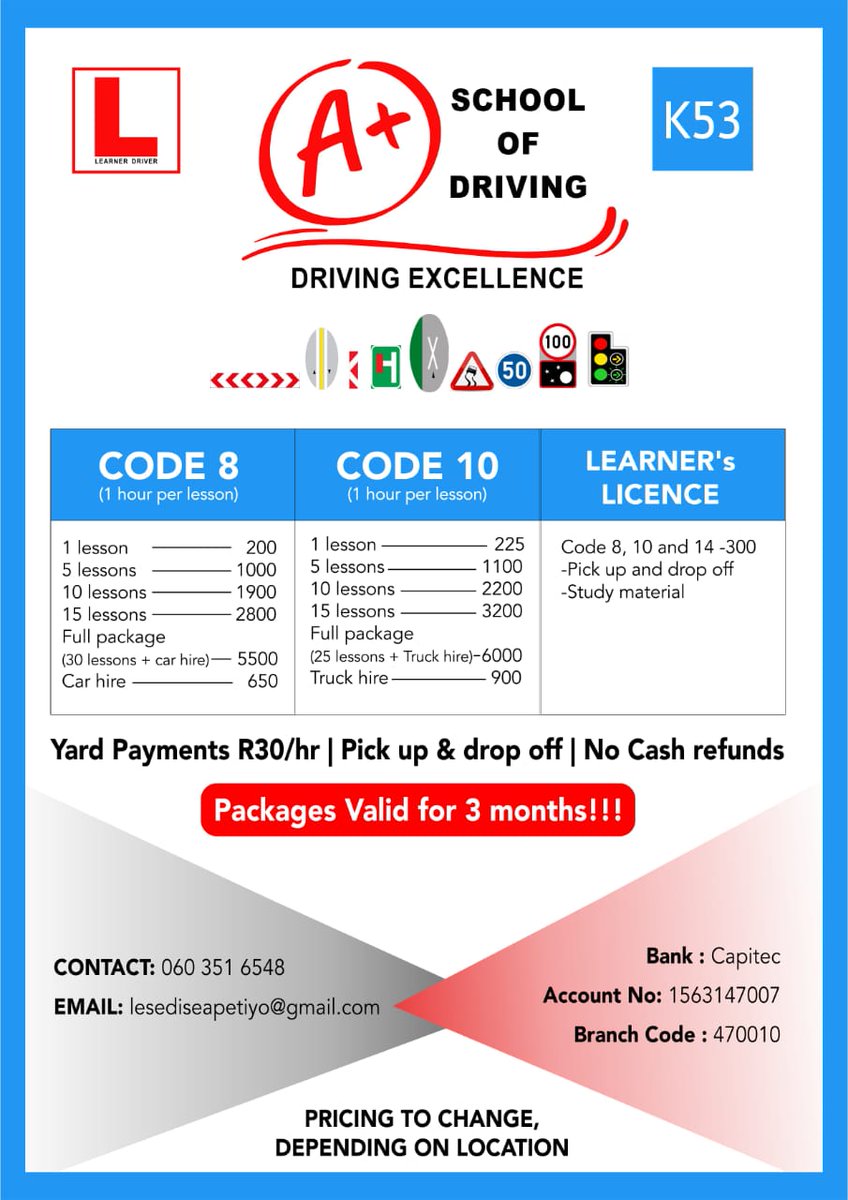 empress_sedi's tweet photo. If you in cape Town and you need help with your learners, refresher classes or driving classes, we got you

You can whatsapp 0603516548 
@SayEntrepreneur
@GirlTalkZA
#CapeTown https://t.co/Pu3t07a2JN