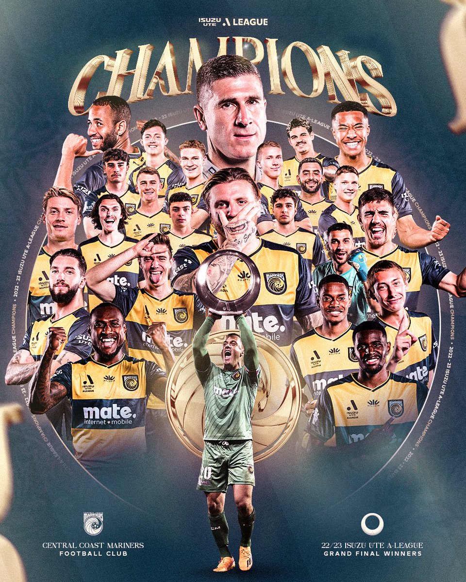 CENTRAL COAST MARINERS ARE THE 2023 ISUZU UTE A-LEAGUE CHAMPIONS 🏆💥

Nick Montgomery’s side end a 10-year drought after defeating Melbourne City 6-1 at Commbank Stadium!

📰: bit.ly/3N7WWRh