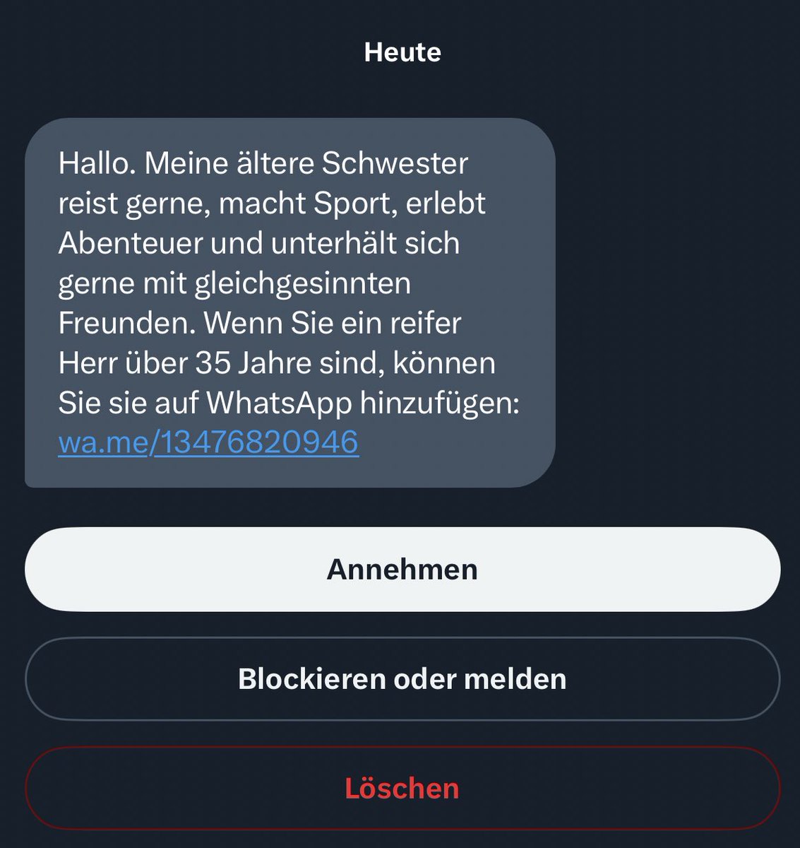 Muss ich jetzt auch in die DMs sliden und nach 30 jährigen für mich fragen?
