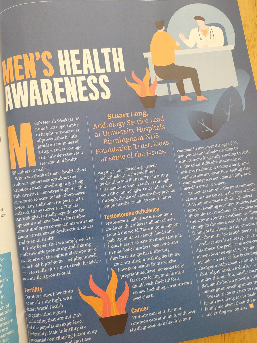 SBJLongAndrology (@sbjlong) on Twitter photo Excellent to see my article <a href="/IBMScience/">IBMS #AtTheHeartOfHealthcare</a>, would have loved my name and NHS Trust to have been right though 😂
Regardless, this short article only scratches the surface of men's health issues....come join us Wednesday evening to chat about it #IBMSChat #MensHealth #healthcare Excellent to see my article <a href="/IBMScience/">IBMS #AtTheHeartOfHealthcare</a>, would have loved my name and NHS Trust to have been right though 😂
Regardless, this short article only scratches the surface of men's health issues....come join us Wednesday evening to chat about it #IBMSChat #MensHealth #healthcare
