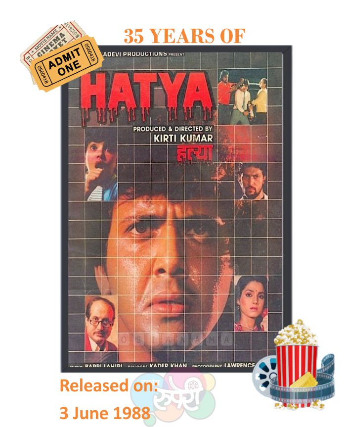 This Day That Year! #Hatya 

#Govinda #Neelam #AnupamKher 
#Rajkiran #BabuAntony 
#Sujitha #JohnyLever 

#KirtiKumar #BappiLahiri 
#Indeevar 

#35YearsOfHatya 

@thebappilahiri