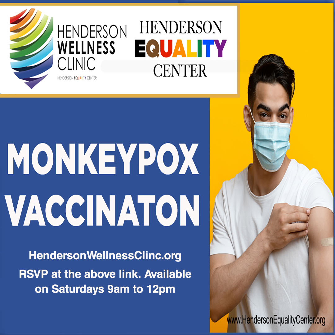 Stop by the Henderson Wellness Clinic from 9AM to 12PM for FREE MPox Vaccines! Be sure to bring your ID! #vaccine #mpox #PRIDE #LGBT #YourHealthMatters