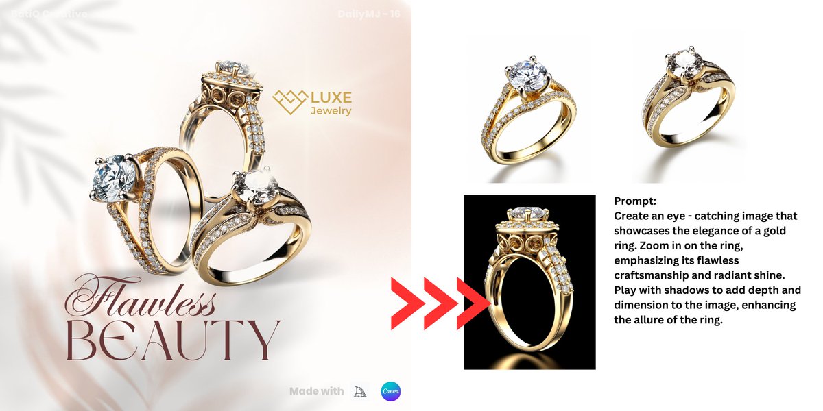 creative_batik's tweet photo. Post 16: Jewelry.  

Kalau belum boleh beli, bagi cuci mata, tengok dulu boleh je kan?

#MidjourneyAI #AI #graphicdesigner #dailyMJ #canva #dailychallenge https://t.co/Xj6UpKjg17