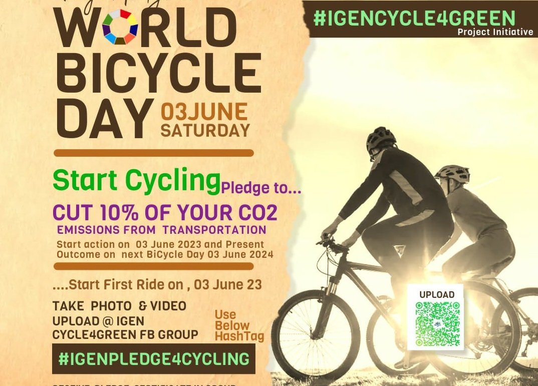 mrehantahir's tweet photo. Join us to Celebrate World Bicycle Day 2023 with Your Pledge.The bicycle is an instrument of sustainable transportation and has a positive impact on climate.
@aisha4climate #worldbicycleday2023 #PLEDGE4CYCLINGtheigen #sdgprojects #sdgs #cycling #co2emissions #cycle4gree https://t.co/9oKaxZqGdf