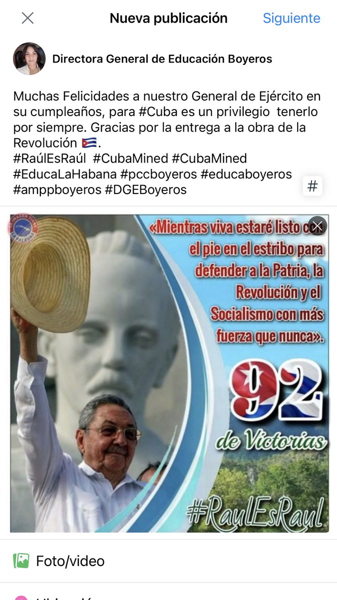 Los educadores de Boyeros estamos felicitando a nuestro General Raúl Castro Ruz ¡Muchas felicidades Raúl!. Por su entrega a la obra de la Revolución. #RaúlesRaúl #EducaLaHabana #dgeboyerod #amppBoyeros