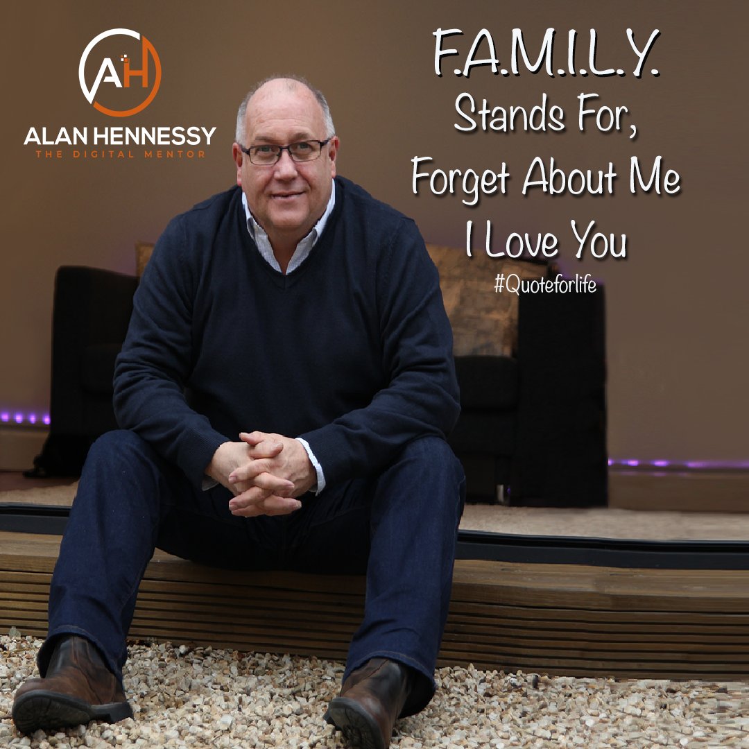 F.A.M.I.L.Y
Stands for 'Forget About Me I Love You.
Michael Holts
#Quotetoliveby
#Quoteoftheday