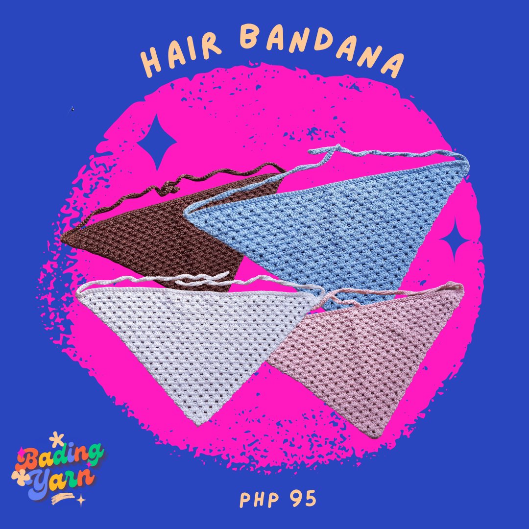 bading_yarn's tweet photo. #BDY_sells 

💌🛒🧾✧･ﾟ: *✧･ﾟ:*

- crochet hair bandana
php 95
open for comms in any color ✧ https://t.co/lf3udjk6xI