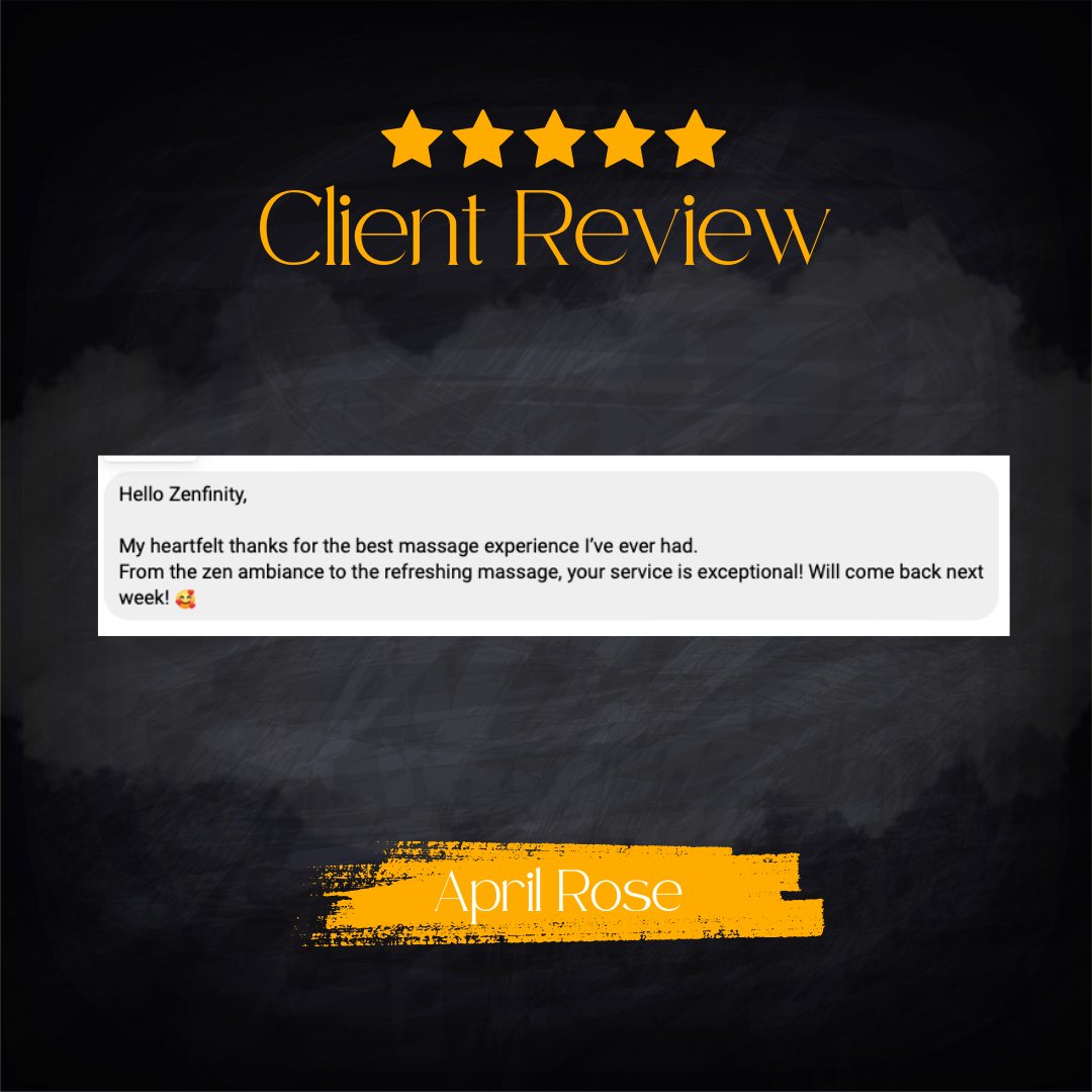 zenfinityspa's tweet photo. Client Satisfaction!
Thank you maam April Rose for a warmth review. see you again maam.π·
#zenfinity
#clientappreciation
#clientreview
#massage
#massagespa
#massagetherapy https://t.co/mV9zT9TLVC