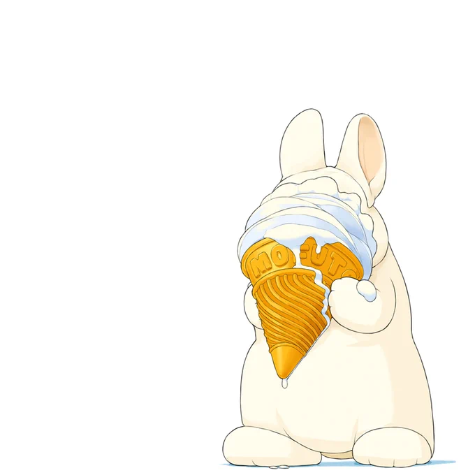 ソフトクリーム食べるのへたくそうさぎ