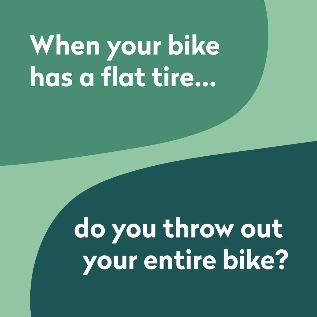 Probably not, right? You just fix the tire! 🚲 So why not do the same with your phone📱? 

By replacing what is broken instead of throwing it away, you are elongating your device's life and making it more sustainable 🌱