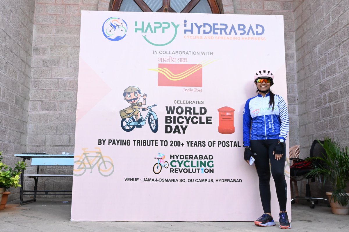 Thank you Anjani  for the leading celebration of 200 Years @IndiaPostOffice #Postman on #WorldBicycleDay2023 
#WorldBicycleDay #HappyHyderabad #HyderabadCyclingRevolution

@sselvan @KTRBRS @arvindkumar_ias @BYCS_org  @DonitaJose @CVAnandIPS  @happy_hyderabad @HydcyclingRev