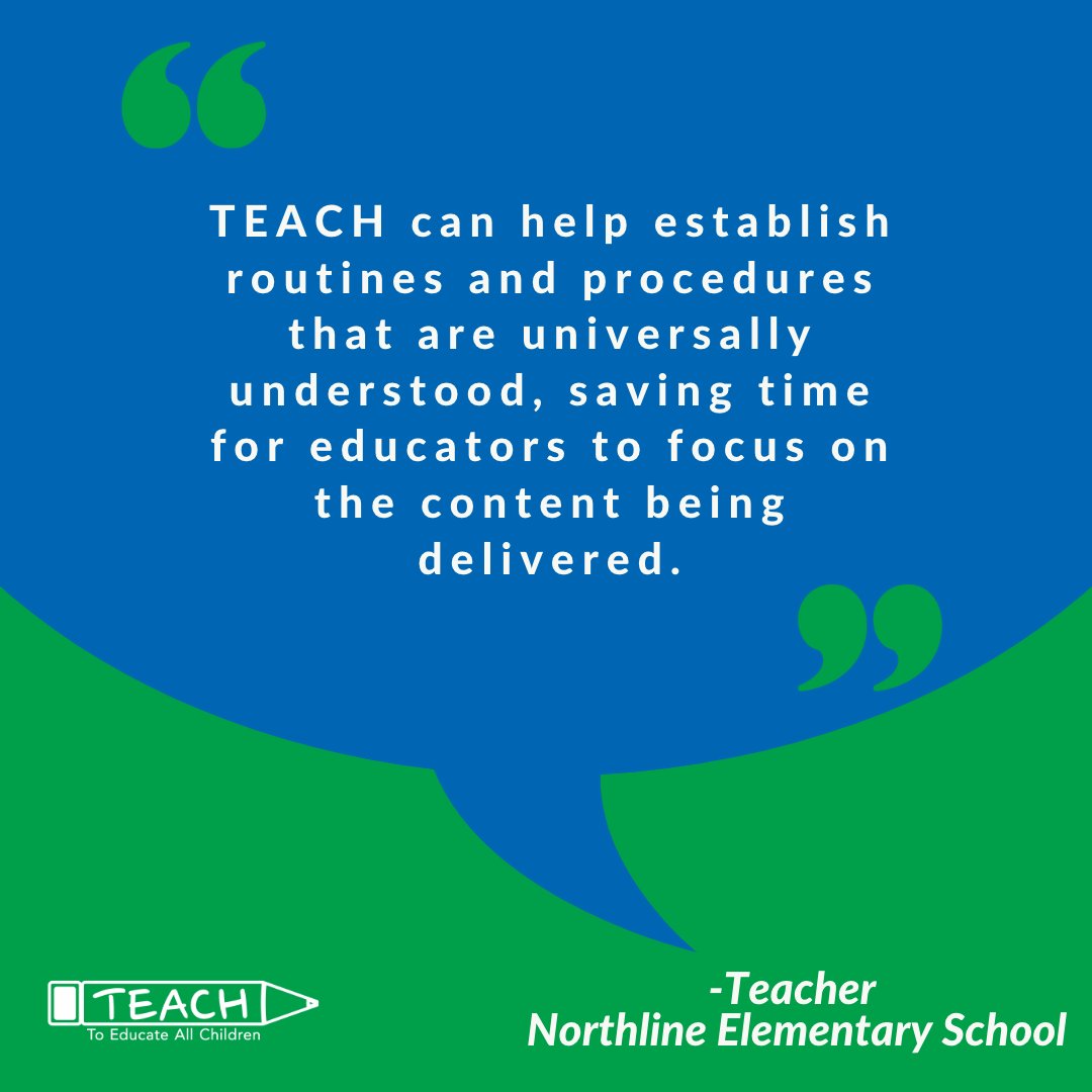 Using TEACH strategies, educators spend more time teaching and strengthening relationships with their students and less time on classroom management. As a result, TEACH partner schools see fewer disciplinary referrals, increased instructional time and greater student success.
