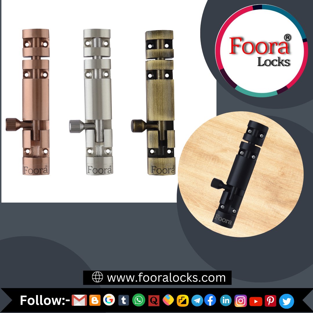 FooraLocks's tweet image. Foora Tower bolt Glossy finished for door, window 

visit:-fooralocks.com

#LockerRoom #doorlock #shutterlock #padlock #towerbolt #window  #door #besthardware  #no1brand #trustedcompany #buynow #amazon #Flipkart #meesho #snapdeal #followus #trending #tweet #facebook
