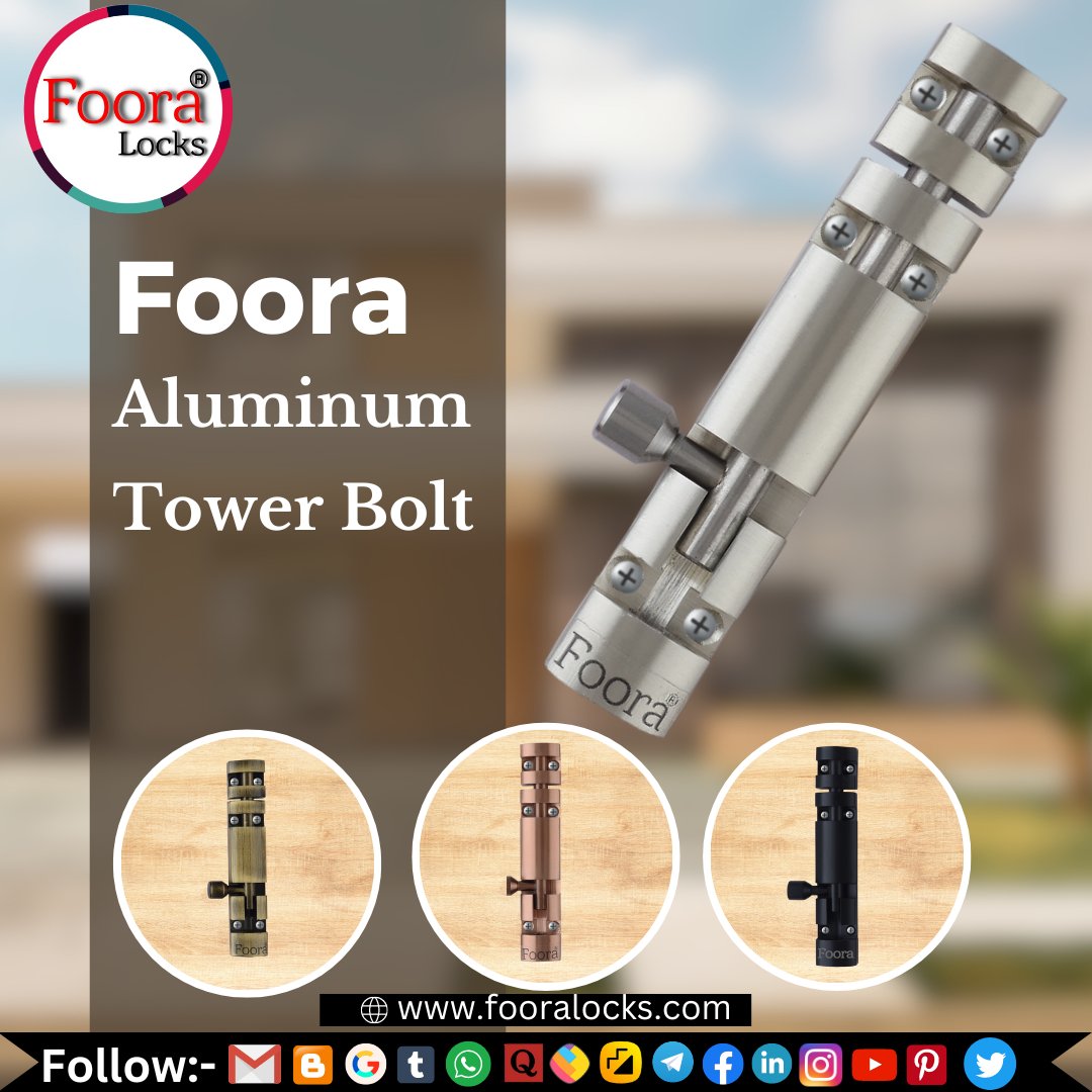 FooraLocks's tweet image. Foora Tower bolt Glossy finished for door, window 

visit:-fooralocks.com

#LockerRoom #doorlock #shutterlock #padlock #towerbolt #window  #door #besthardware  #no1brand #trustedcompany #buynow #amazon #Flipkart #meesho #snapdeal #followus #trending #tweet #facebook