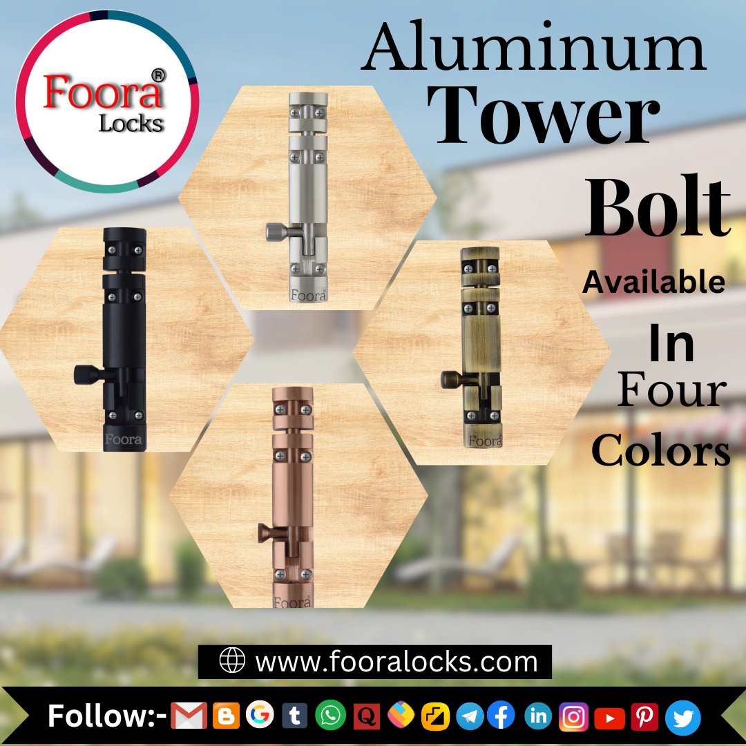 FooraLocks's tweet image. Foora Tower bolt Glossy finished for door, window 

visit:-fooralocks.com

#LockerRoom #doorlock #shutterlock #padlock #towerbolt #window  #door #besthardware  #no1brand #trustedcompany #buynow #amazon #Flipkart #meesho #snapdeal #followus #trending #tweet #facebook