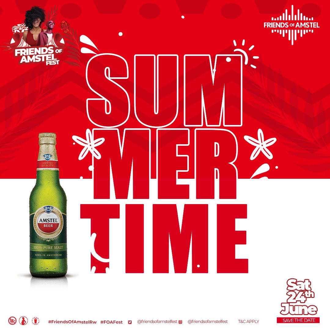 PowerFMRwanda's tweet photo. A.D: Get ready to rock at the #FOAFest! Sing your heart out in a short video, tag @Friendsofamstel, and you could win tickets to the ultimate #FriendsOfAmstelFest.
Join the fun on Sat, June 24th, and save the date for an unforgettable experience with #Amstel https://t.co/uHIOkHtC0E