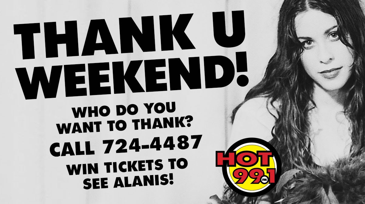 It’s a HOT THANK U Weekend!!!  Who do you want to say thanks to and why?  It could be anyone. No matter how big or small, say thanks this weekend at 709 724 4487.  Win tickets to Alanis Morissette at the @CPMFEST 
#hotmorningsbradandkeliegh
#cpmf2023
#alanismorissette
#thankyou