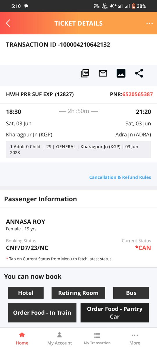 AdvikAditya's tweet photo. @RailwaySeva My Irctc app was misused &amp; ticket was booked without my knowledge by aggressive female in glasses,dark complexion &amp; short hair.PNR-6520565387,coach-D7,seat-23. Kindly take apt action against the fraudulent behavior.Accused isn't aware the ticket is canceled. https://t.co/LLv2mFAuud