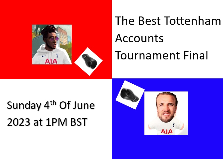 Electro_THFC's tweet photo. The Best Tottenham Accounts Tournament Final Is Here!
Fighting In the Red Corner, Racking Up a Total of 3909 Followers. The Number One Kid Cudi Fan, RuneTHFC!
And In The Blue Corner, Amassing 2568 Followers. He is Known as The Banksy Of Spurs Twitter, KingKane_9!
Details Below https://t.co/POv9YWNKWU