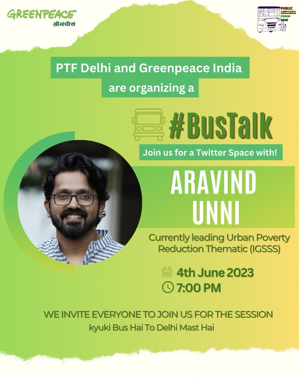 ptf_delhi's tweet photo. We are honoured to have @aravindunni23 as our guest speaker for next #BusTalk, which is scheduled on 4th June from 7 pm, only on PTFโs twitter handle.
ย His primary field of research interest is "Urbanisation and its intersection with Poverty in Cities". https://t.co/zpQIhmXntF