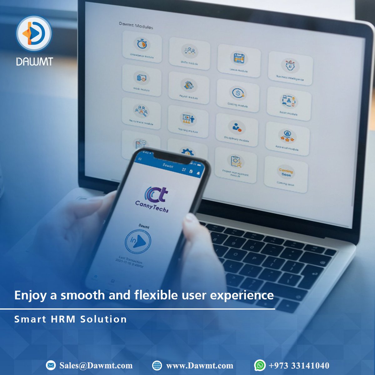 Enjoy a smooth and flexible user experience on all mobile devices and computers with the Dawmt HRM Solution.
.
.

#dawmt #hr #hrsystem  #hrsloutions #hrmanagement #hrmanager #hr_pictures #business #onlinebusiness #smallbusiness #bussinesstips #hrbusinesspartner #bahrain #bahraini