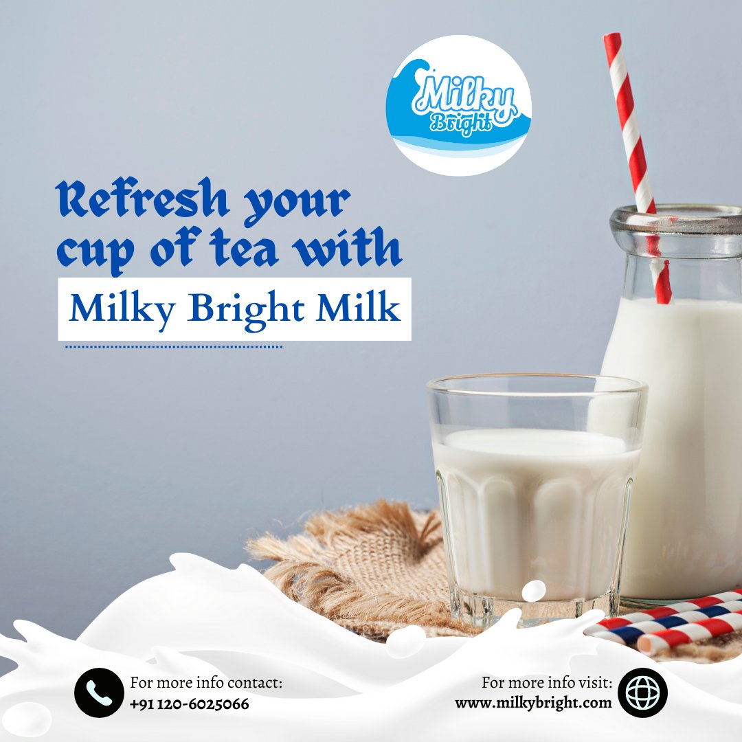 Refresh your cup of tea with Milky Bright Milk. 
#dairy #milk #dairyfarm #cows #farm #cowmilk #dairycows #vegan #food #agriculture #dairyfarming #healthymilk #dairyproducts #dairymilk #organicmilk