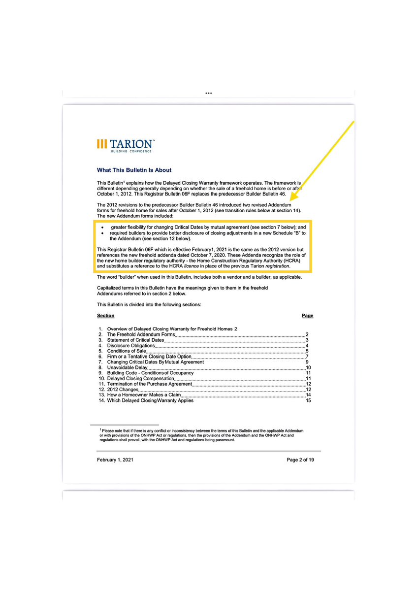 @ReformTarion @onsinkin @CPBH01 @housingdrama @JulieBellefeui2 @JessicaBellTO @hcraontario @AdamCarterCBC @krasheedmpp @fordnation @SteveClarkPC @MichaelParsa @maritstiles @RakocevicT @TessKalinowski @jennkfrench @ONTConsmrRights @shanedingman @ctv_jon @sarahtreleaven @bobaaron2 Thank-you @bobaaron2!  All of the (HCRA responsible?) numerous Bulletins are signed by the Tarion CEO, Balasubramanian designed to confound even the experts. Doesn’t appear to be any less confusing in the 2021 revised version? #noconsumerprotection