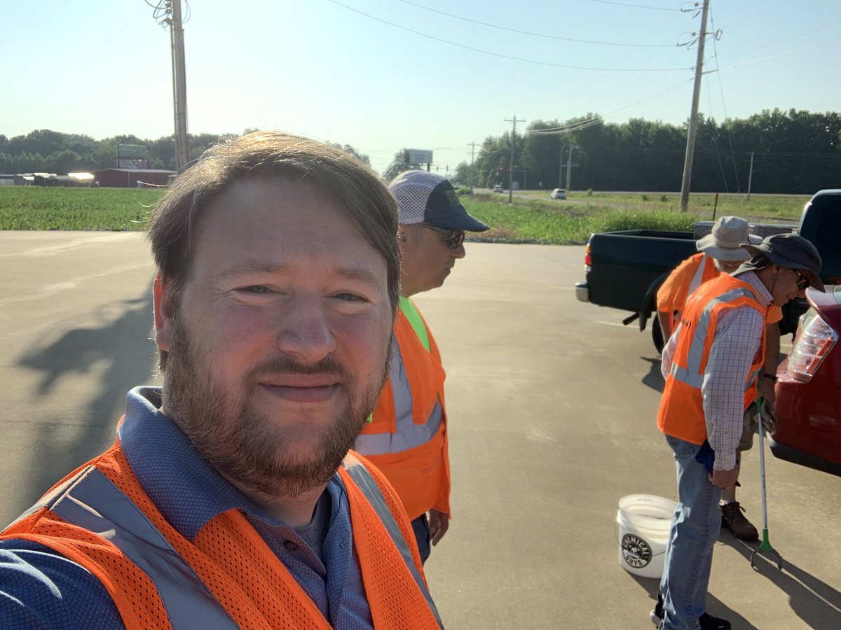 Headed out bright and early with members of the Democratic Party of Craighead County to clean up the stretch of highway we adopted.