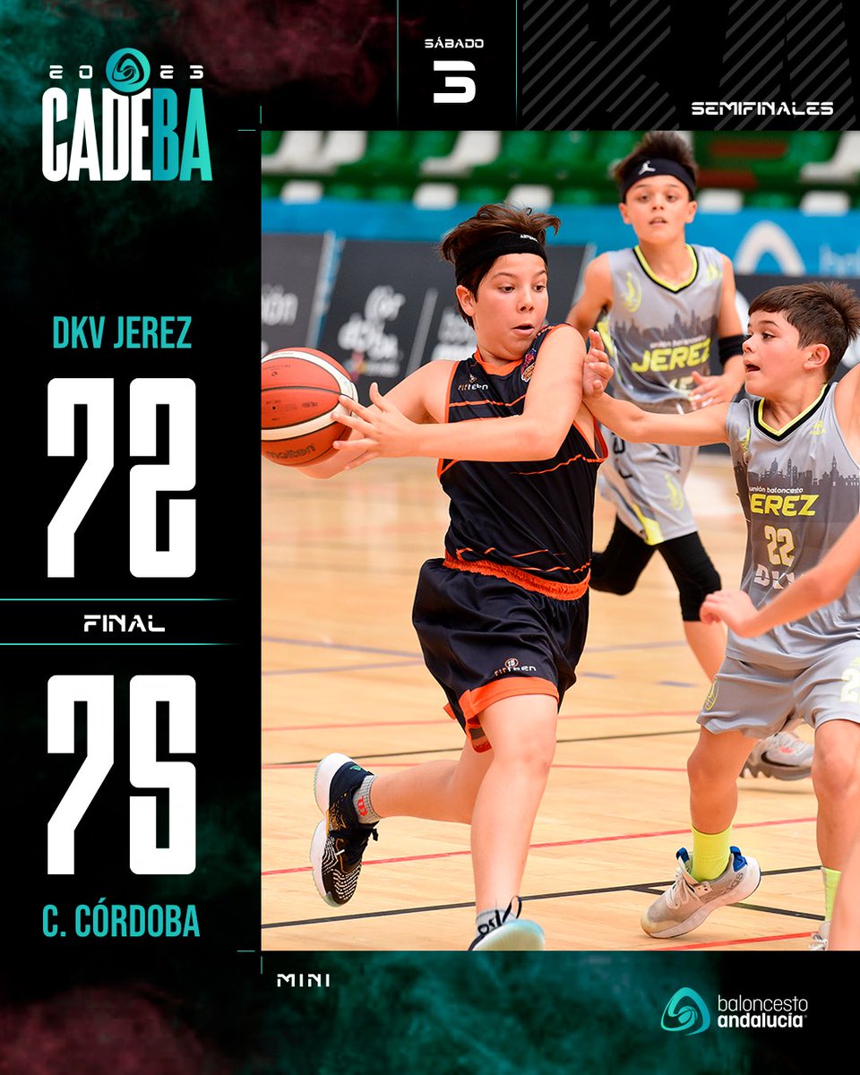 FAB_Andaluza's tweet photo. ⛹️‍♂️ #CADEBAMM2023 | SEMIFINALES 🔚

🎟️ ¡C. Córdoba estará en la final y en el #FEBMiniM2023! 

📍Pabellón del Parque, San Fernando
🏀 @UBJerez 7️⃣2️⃣-7️⃣5️⃣ @cbccordoba  

📊 Afición FAB

#baloncestoandalucia

@urbaser_ @cajasur @TurismoAND @pontgrup @diputacioncadiz @AytoSanFernando https://t.co/eW33eP6emd