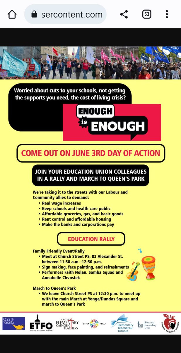 Today is the day! Join me and many others across Ontario as #WeSayEnough! #EnoughIsEnoughON  #Ontlab #OntEd