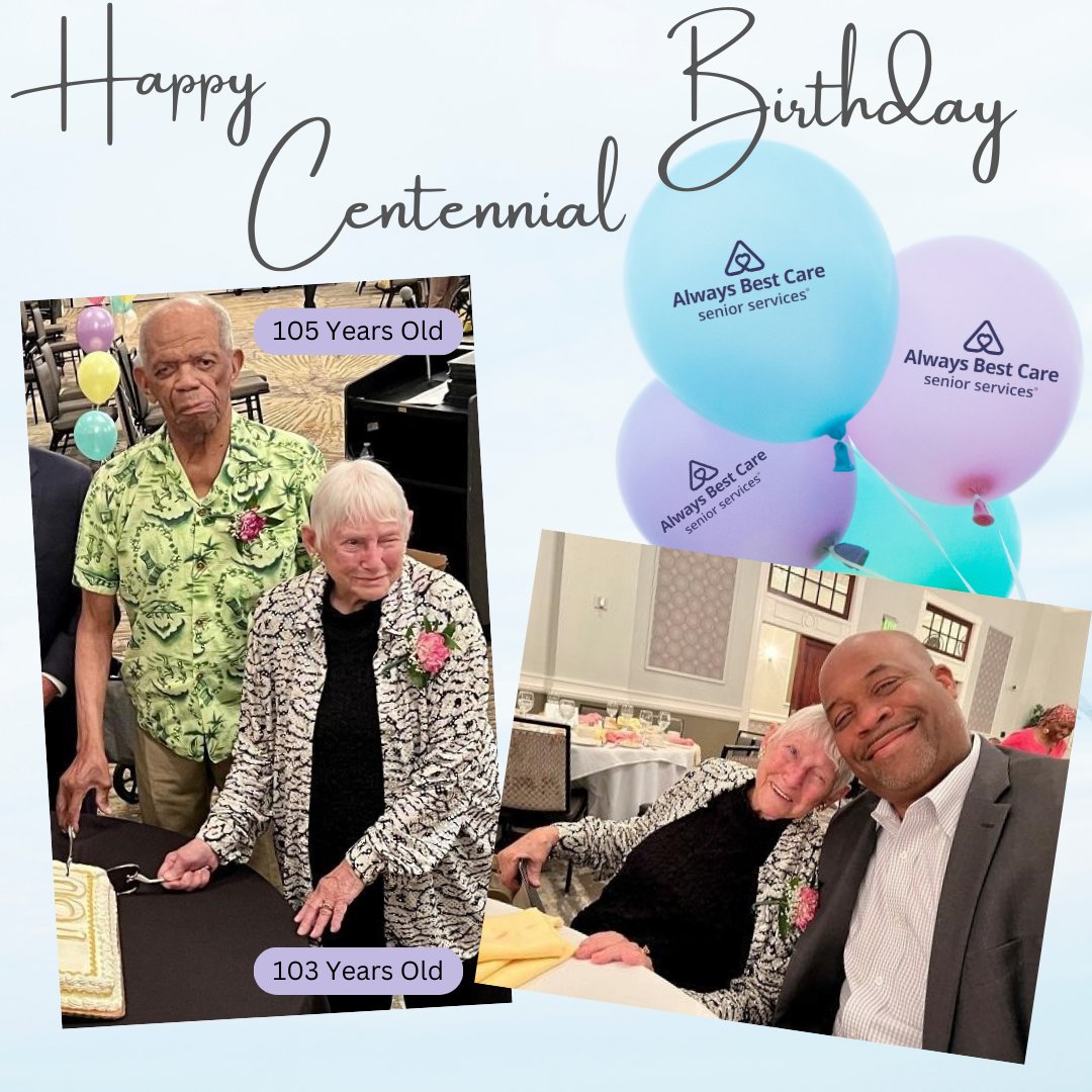 Centenarians Herman Whilby (105) and Sarah Narvell (103) were asked to cut the cake during the luncheon. 

#Centenarian #Luncheon #AlwaysBestCare #DelawareCo #Century #AlwaysBestCare #SeniorServices #SeniorLiving #SeniorHousing #OlderAdult #Aging #ElderlyCare