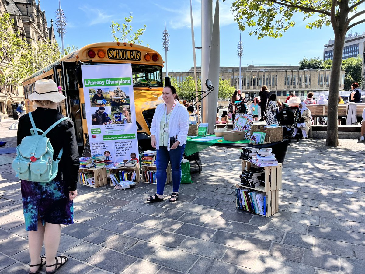 Always love the stories bus with <a href="/Literacy_Trust/">National Literacy Trust</a> join in with activities and hear more about #volunteering with <a href="/bradford2025/">Bradford 2025</a>
