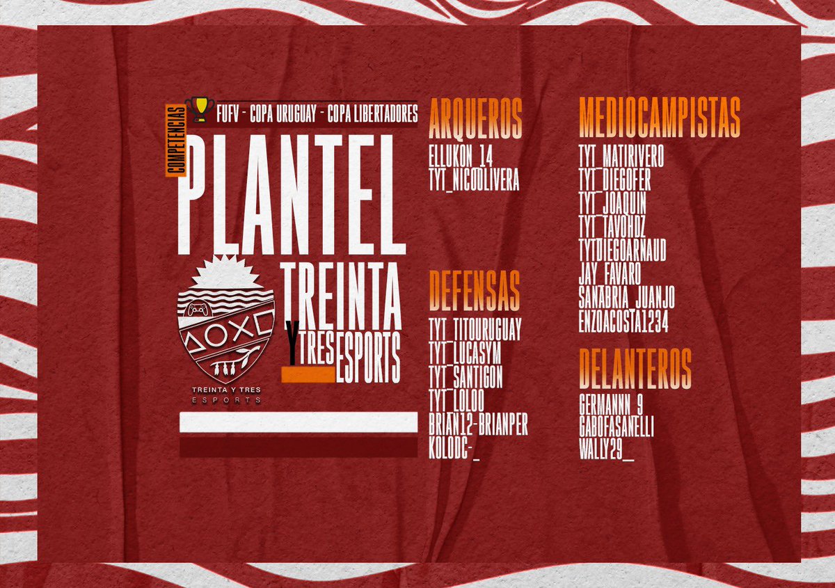 tyteSports's tweet photo. Presentamos el plantel que va a defender La Roja en @FUFVeSports y Copa de Campeones 🔴🔴

Diseño @nzdisenos 🔥 https://t.co/Miv3XhGZSL