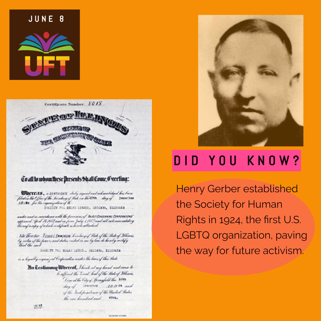 PrideUft's tweet photo. 🌈✊ In 1924, LGBTQ+ pioneer Henry Gerber founded the Society for Human Rights, the first known LGBTQ+ organization in the U.S. Their advocacy laid the groundwork for future movements. #LGBTQHistory #SocietyForHumanRights https://t.co/ULaC09vfjx